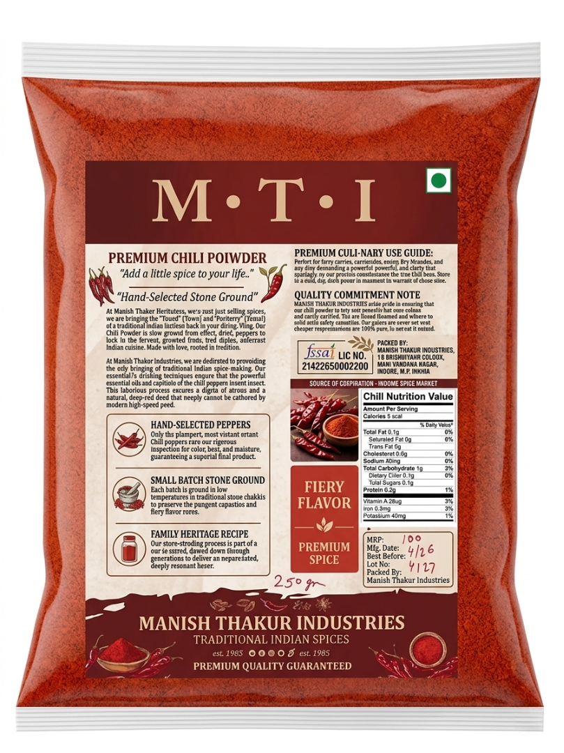 MTI Premium Chili Powder, Stone Ground, no preservatives , no artificaial colourings