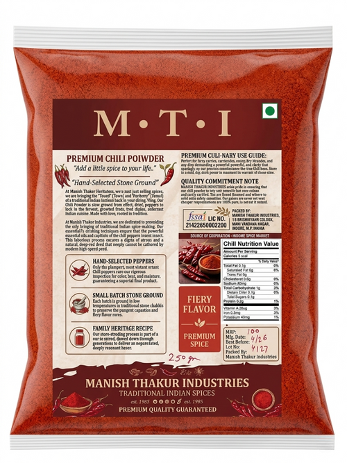 MTI Premium Chili Powder, Stone Ground, no preservatives , no artificaial colourings